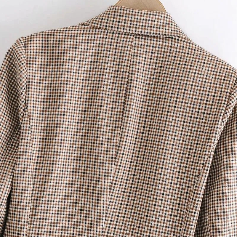 DOUBLE BREASTED CHECK BLAZER