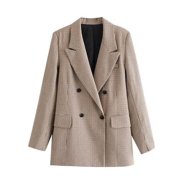 DOUBLE BREASTED CHECK BLAZER