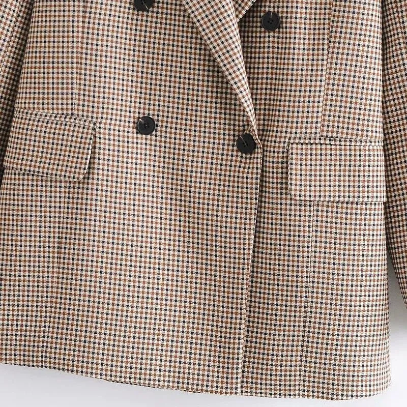 DOUBLE BREASTED CHECK BLAZER