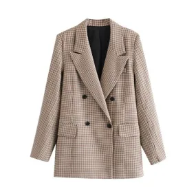 DOUBLE BREASTED CHECK BLAZER