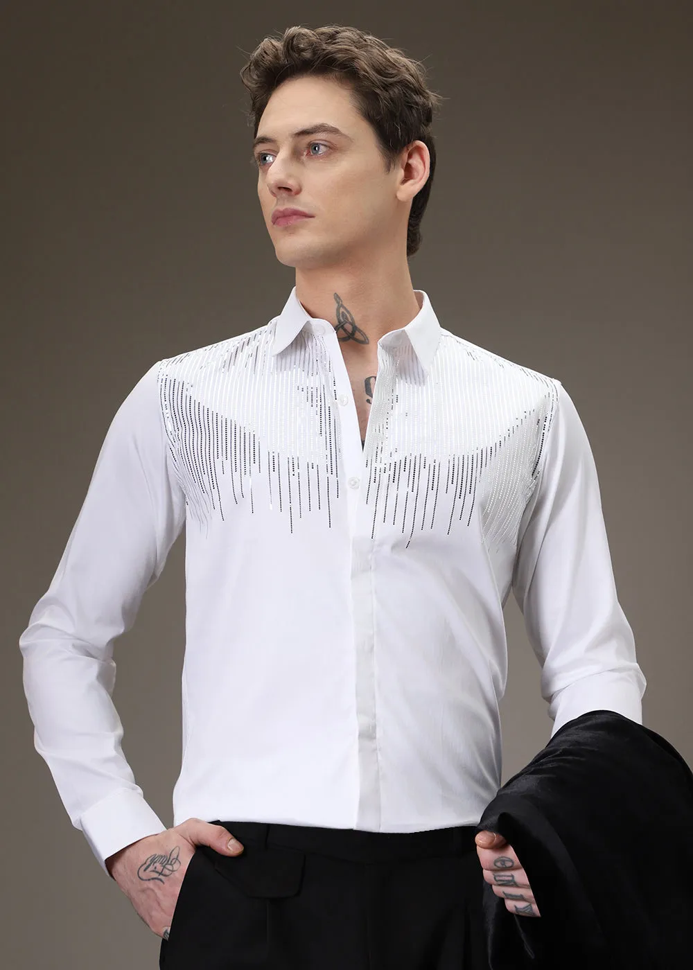 Flecked Sequenced Designer Shirt