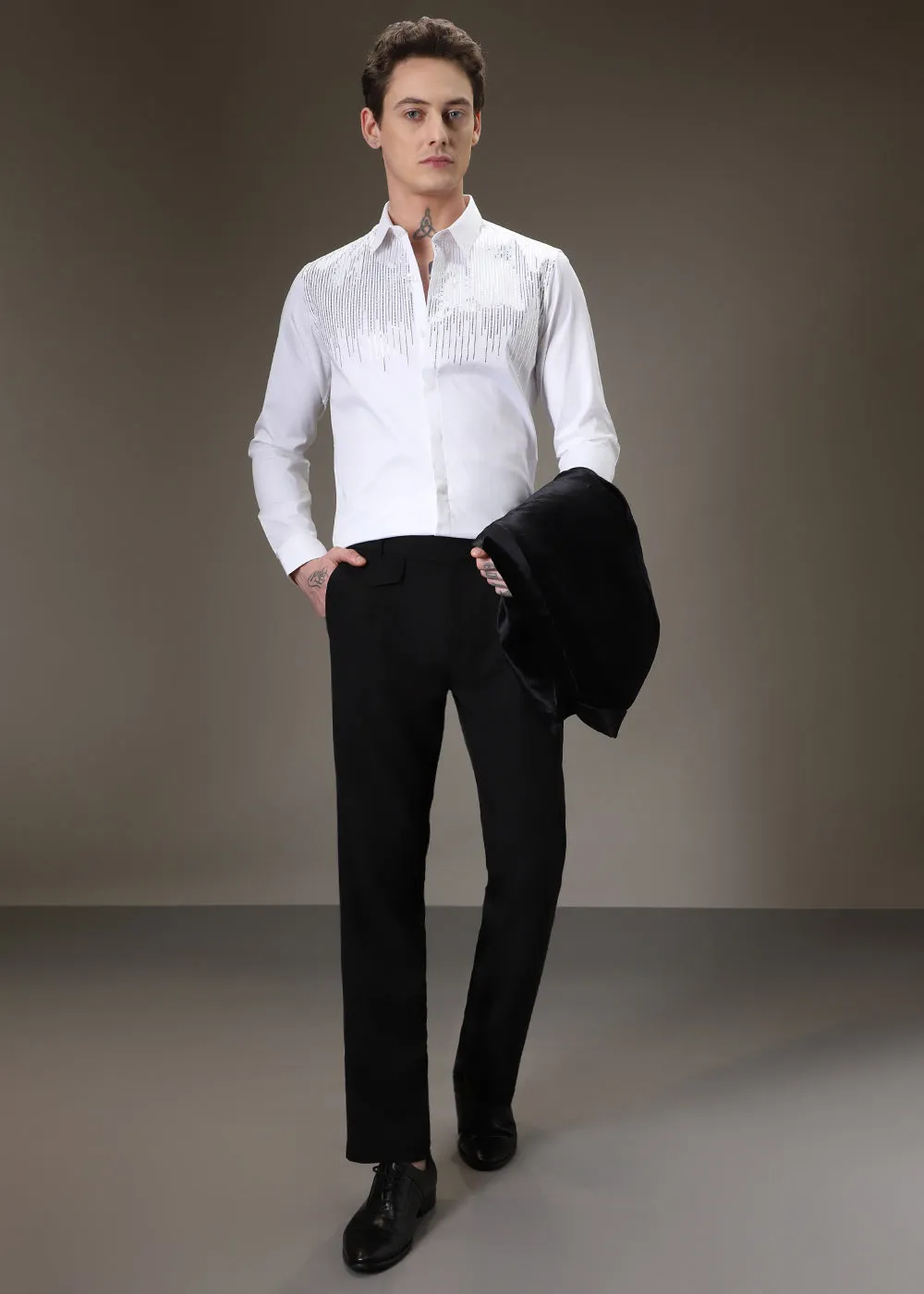 Flecked Sequenced Designer Shirt