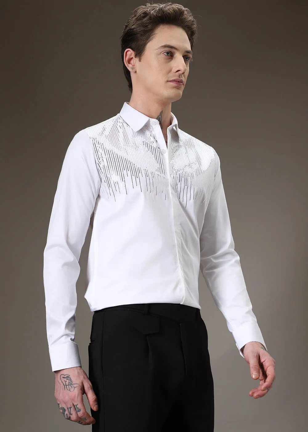 Flecked Sequenced Designer Shirt