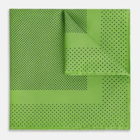 Kelly Green Dot Silk Pocket Square