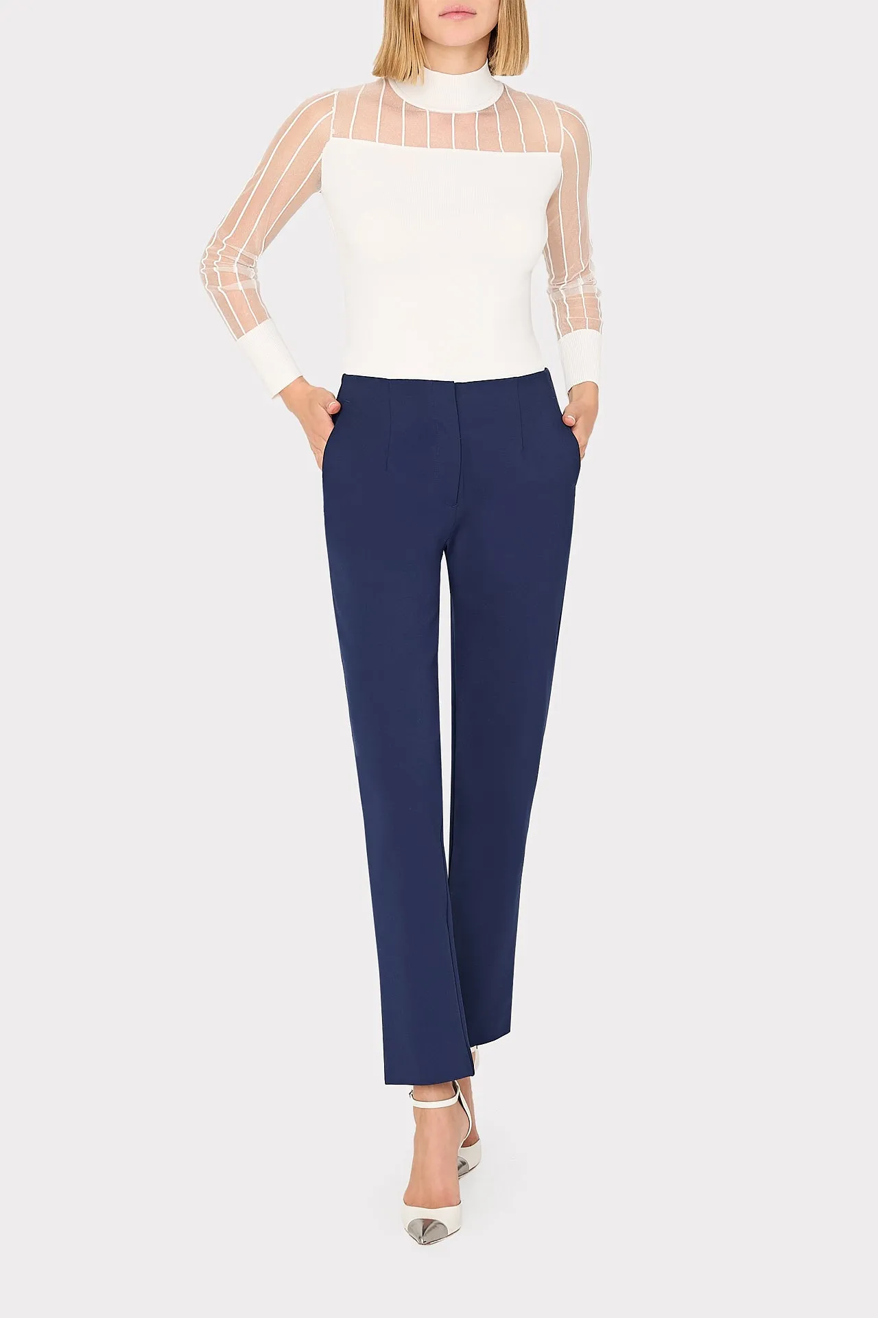 Krissy Sheer Knit Mockneck Top