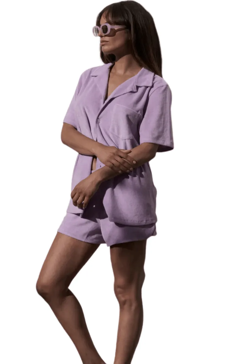 Lavender Terry Low Shorts