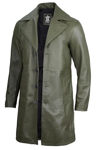 Leather Coat Men  Carcoat Style Winter Fashion Long Leather Jacket Men
