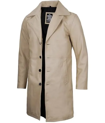 Leather Coat Men  Carcoat Style Winter Fashion Long Leather Jacket Men
