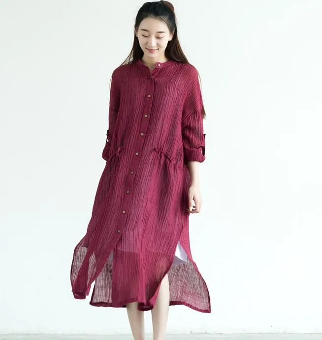 Linen Dresses Women Long  Dresses Long Sleeve