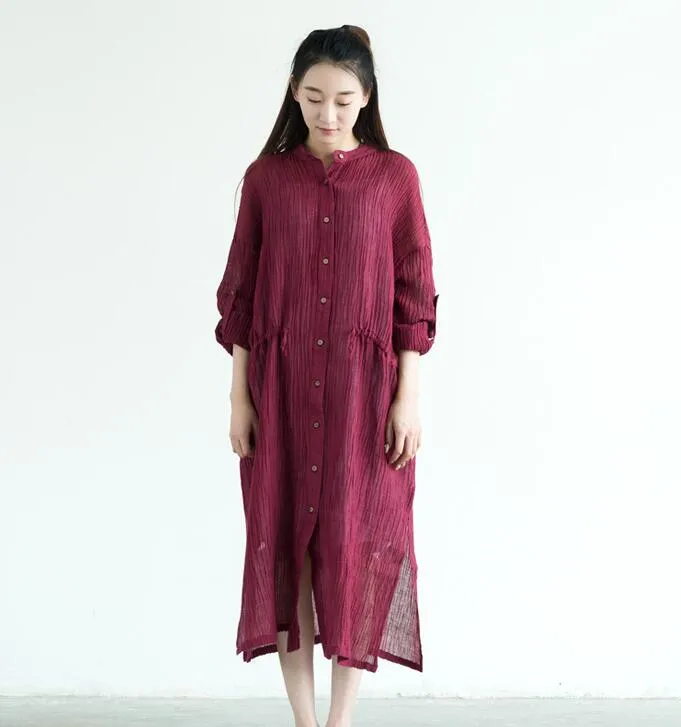 Linen Dresses Women Long  Dresses Long Sleeve