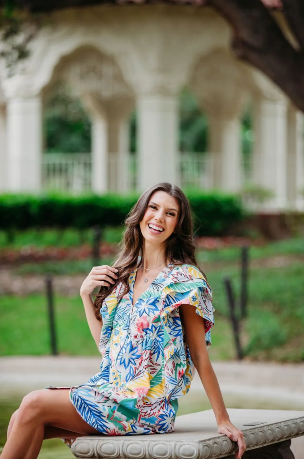 Lori Ruffle Dress - Multi Palm