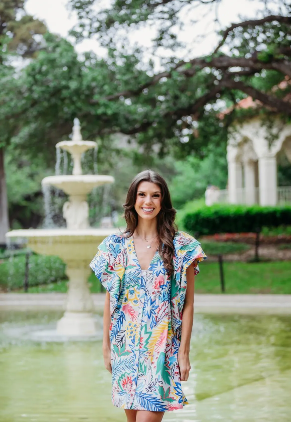 Lori Ruffle Dress - Multi Palm