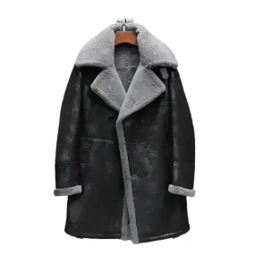 Men's Black B7 Shearling Leather Coat – Warm & Stylish