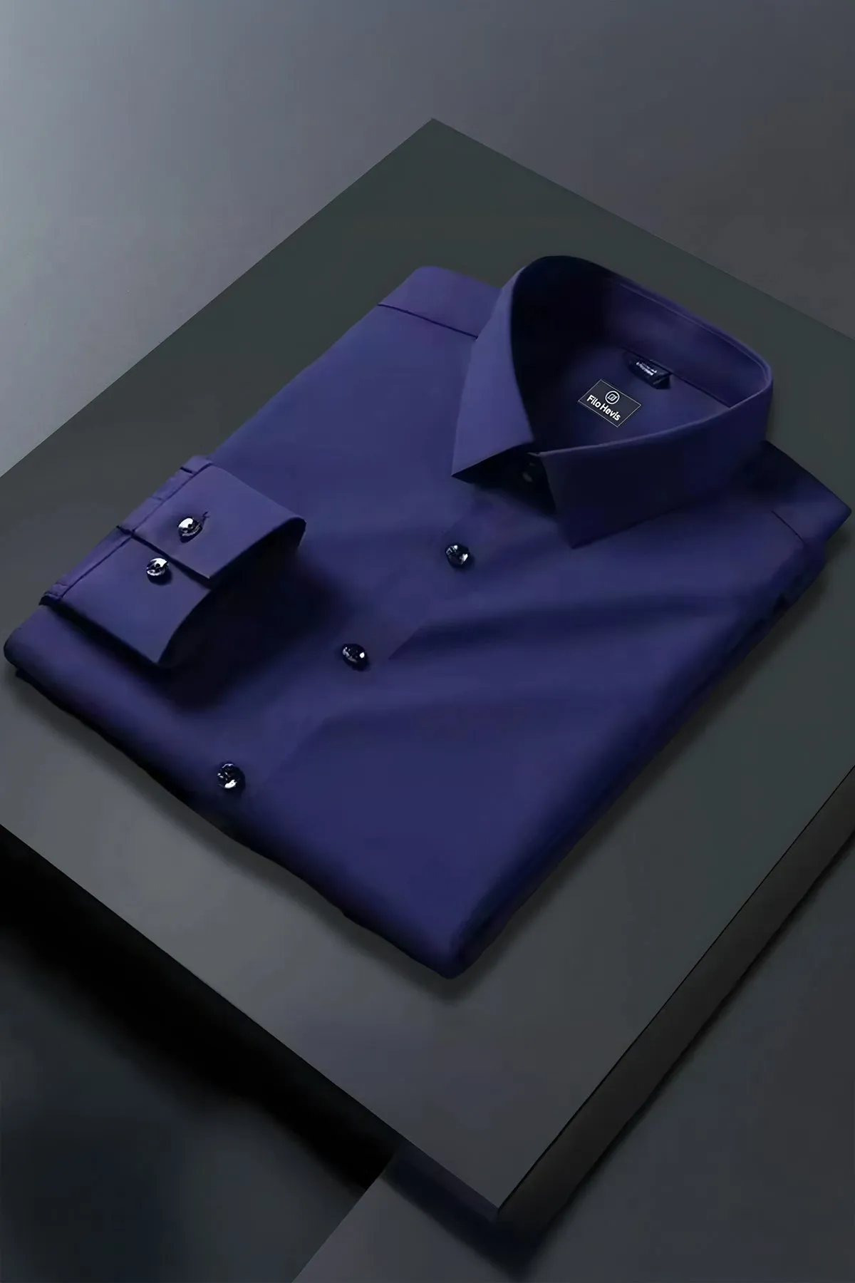 MENS FORMAL REGULAR FIT FULL SLEEVE SHIRT-NAVY BLUE