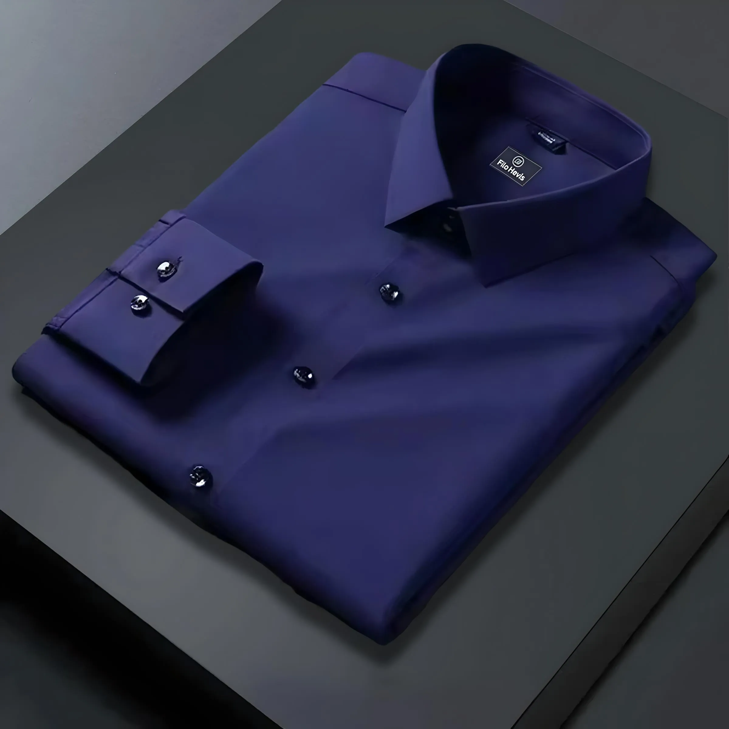MENS FORMAL REGULAR FIT FULL SLEEVE SHIRT-NAVY BLUE