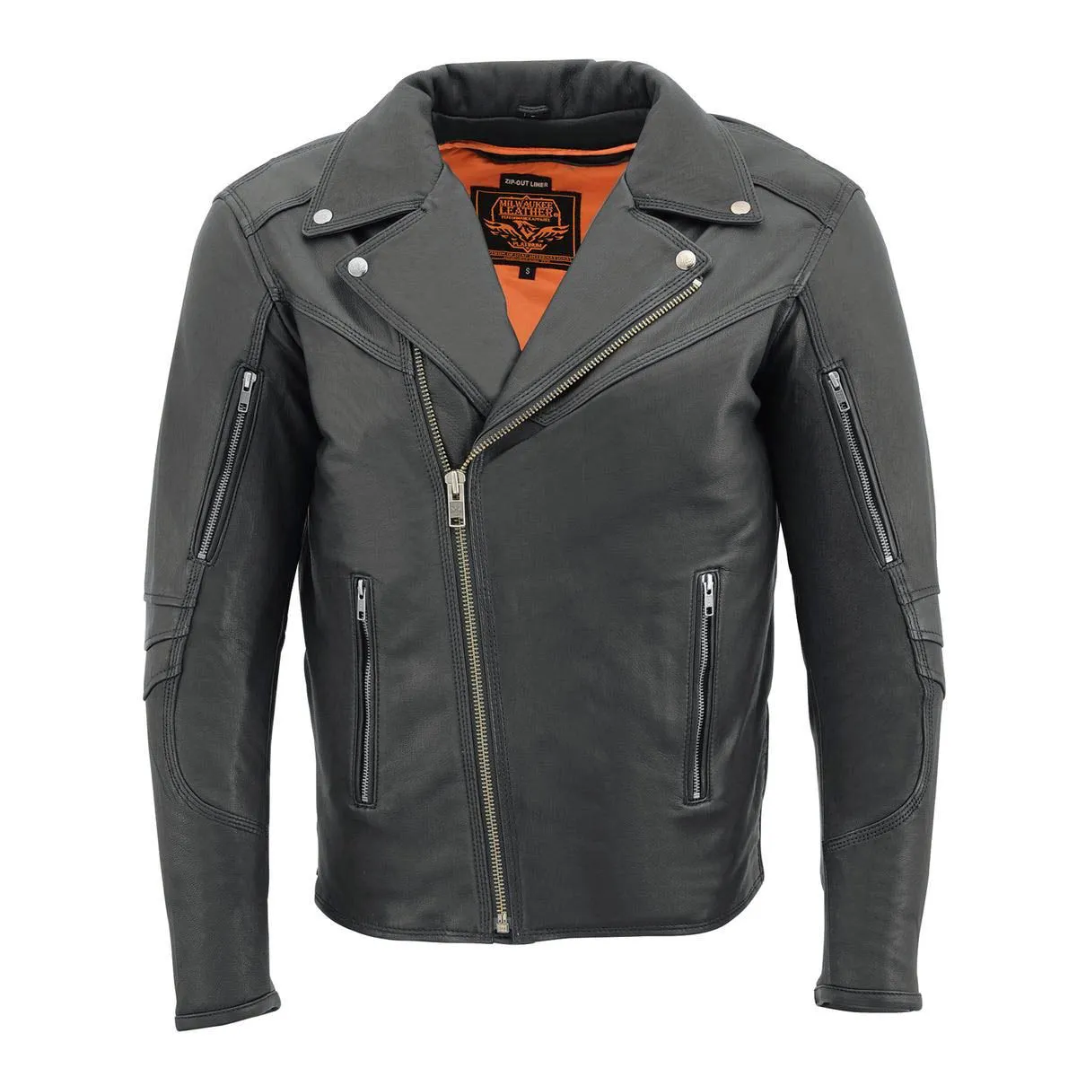 MLM1516 Black Real Leather Motorcycle Jacket for Men  James Brando Style Biker Jacket
