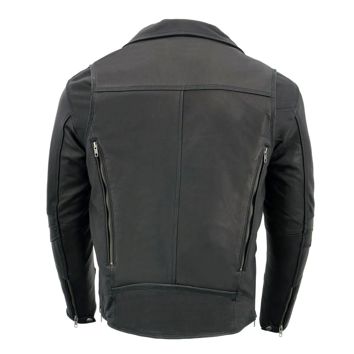 MLM1516 Black Real Leather Motorcycle Jacket for Men  James Brando Style Biker Jacket