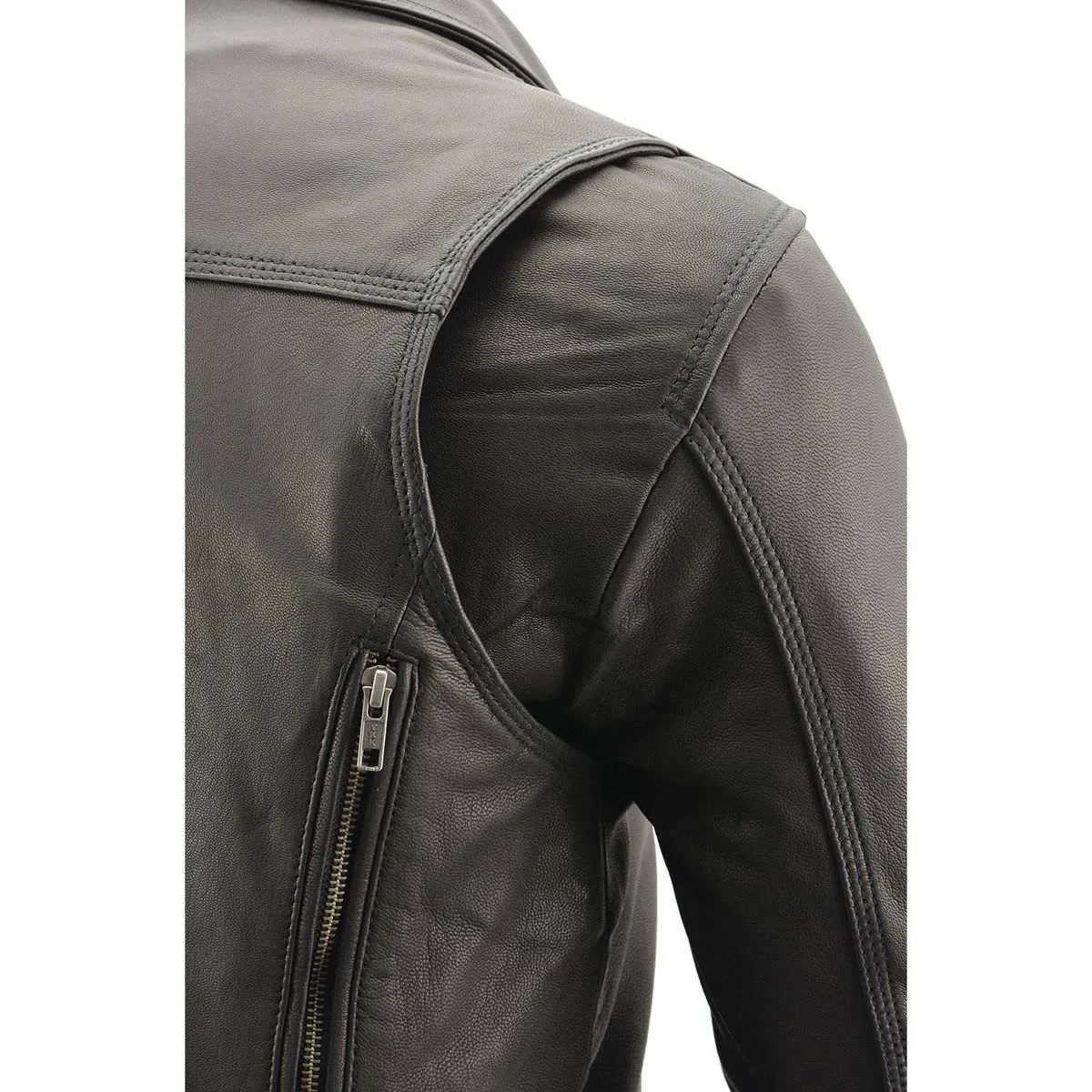 MLM1516 Black Real Leather Motorcycle Jacket for Men  James Brando Style Biker Jacket