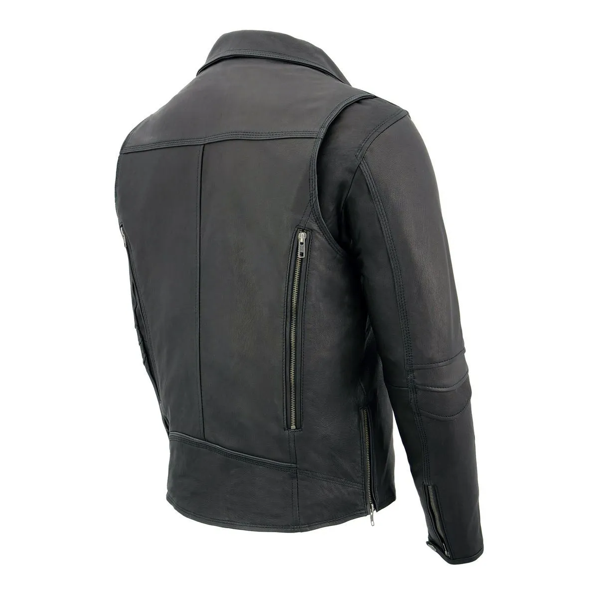 MLM1516 Black Real Leather Motorcycle Jacket for Men  James Brando Style Biker Jacket
