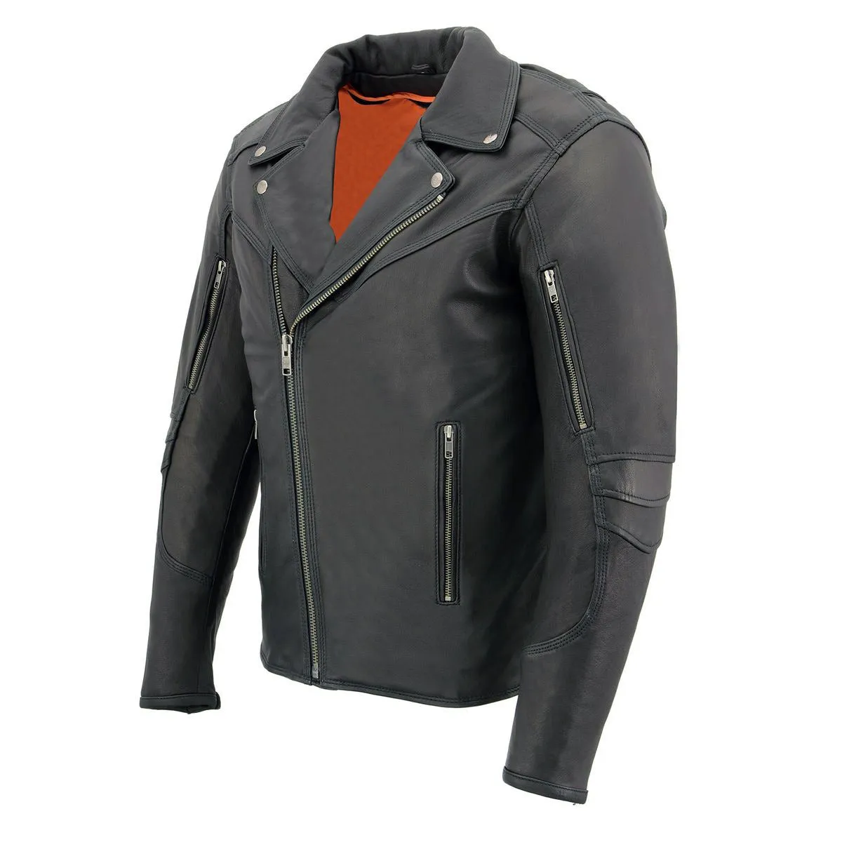 MLM1516 Black Real Leather Motorcycle Jacket for Men  James Brando Style Biker Jacket
