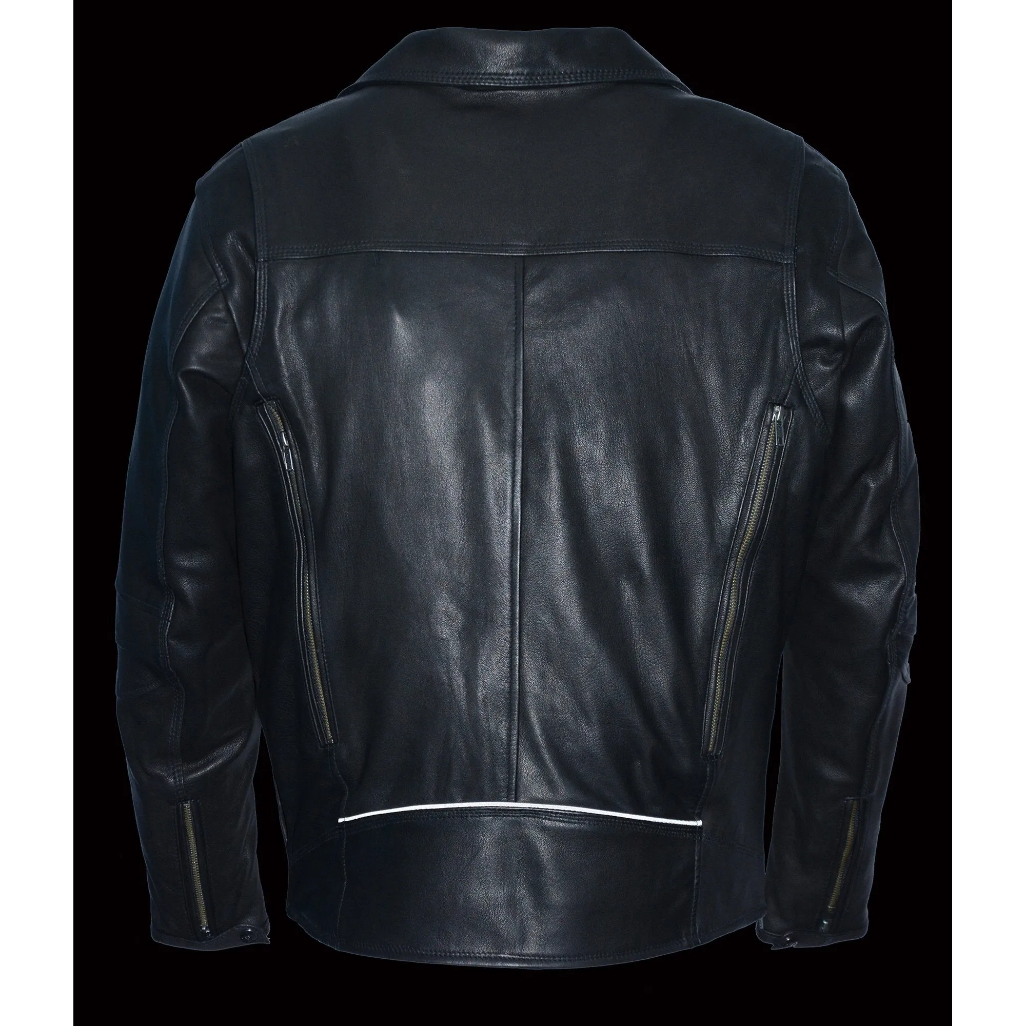 MLM1516 Black Real Leather Motorcycle Jacket for Men  James Brando Style Biker Jacket