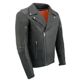 MLM1516 Black Real Leather Motorcycle Jacket for Men  James Brando Style Biker Jacket