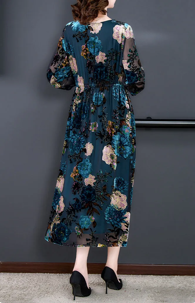 New style ladies velvet Midi dress
