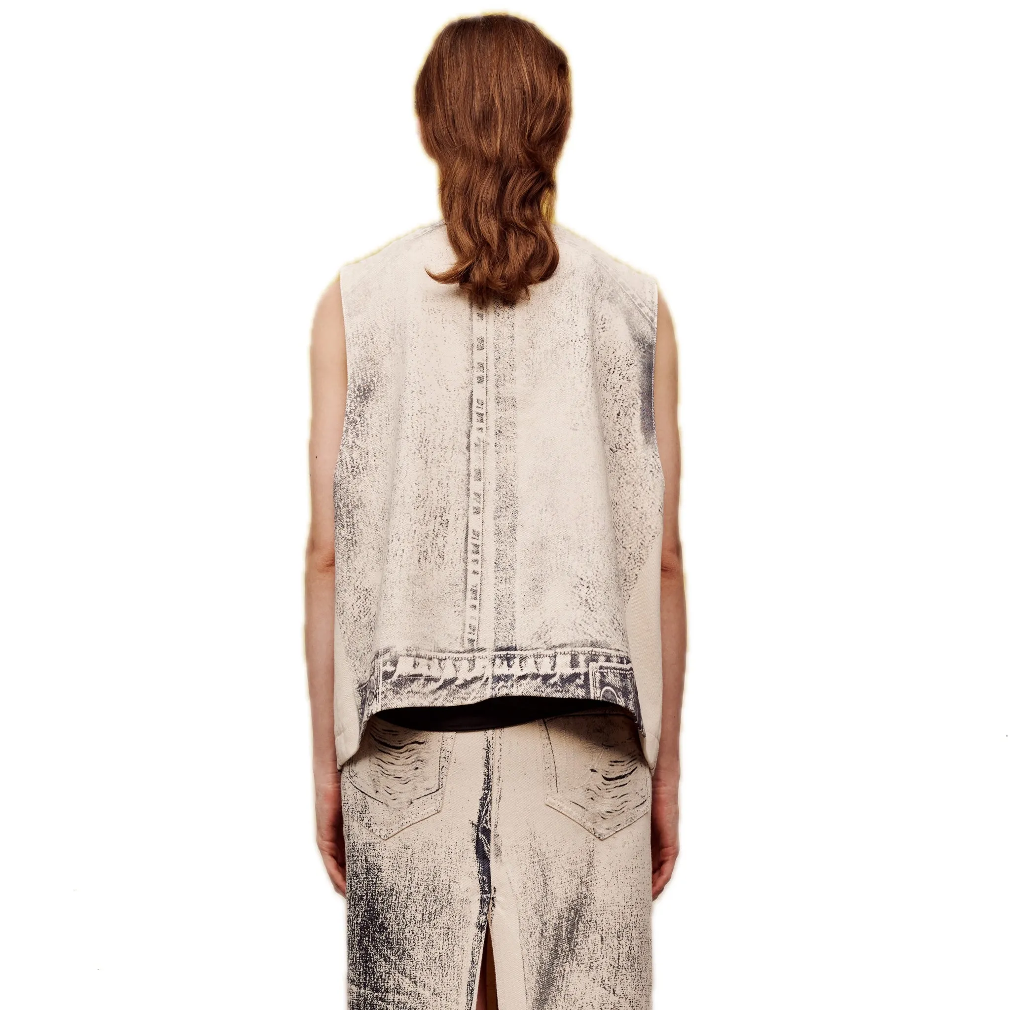 Offset Print Denim Vest