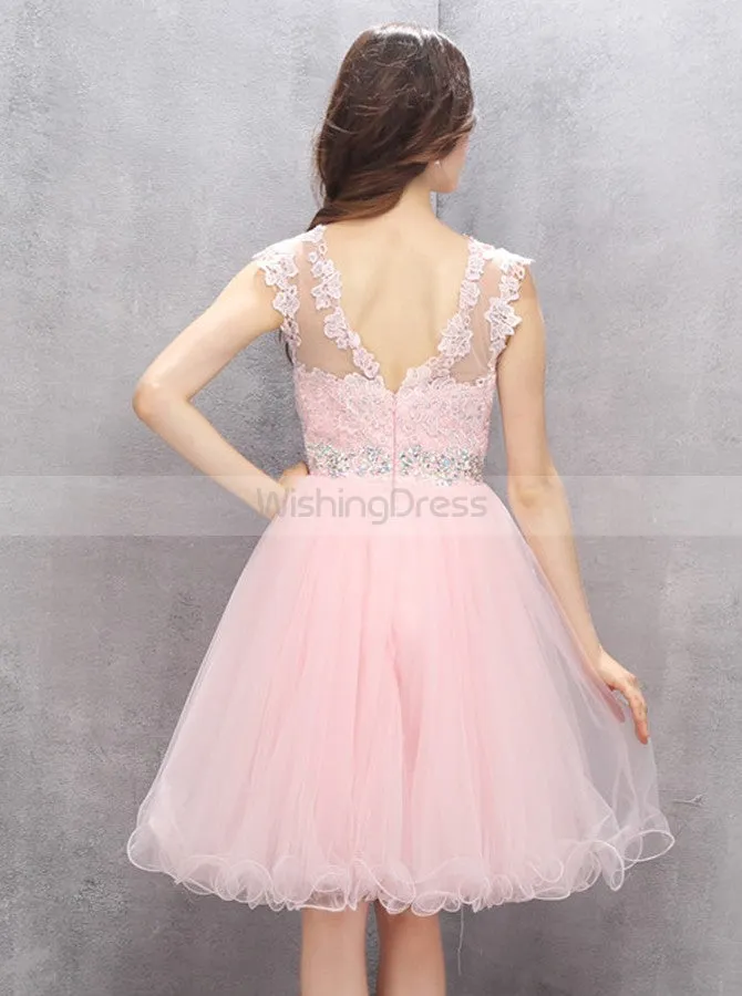 Pink Sweet 16 Dresses,Tulle Sweet 16 Dress,Knee Length Sweet 16 Dress,SW00027