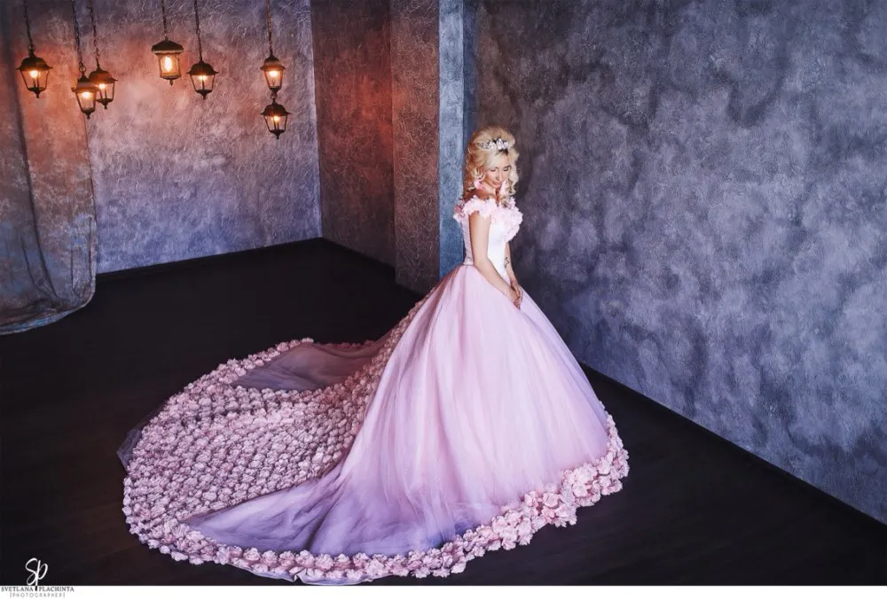 Siaoryne LP1008 Ball Gown Quinceanera Dresses Pink Flowers Debutante Gown Sweet 16 Dresses