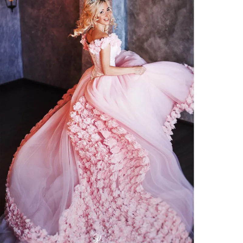 Siaoryne LP1008 Ball Gown Quinceanera Dresses Pink Flowers Debutante Gown Sweet 16 Dresses