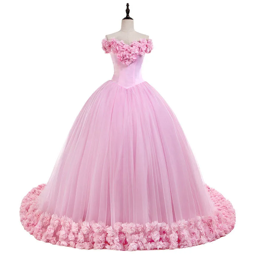 Siaoryne LP1008 Ball Gown Quinceanera Dresses Pink Flowers Debutante Gown Sweet 16 Dresses