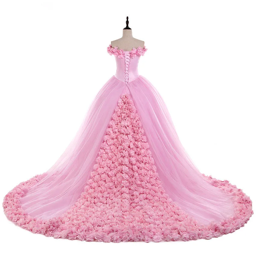 Siaoryne LP1008 Ball Gown Quinceanera Dresses Pink Flowers Debutante Gown Sweet 16 Dresses