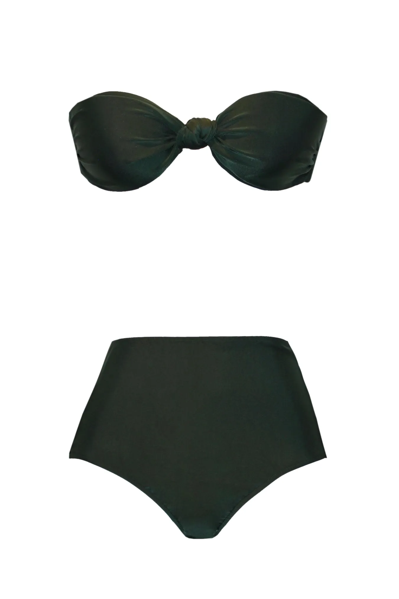 Solid Hot Pants Bandeau Bikini
