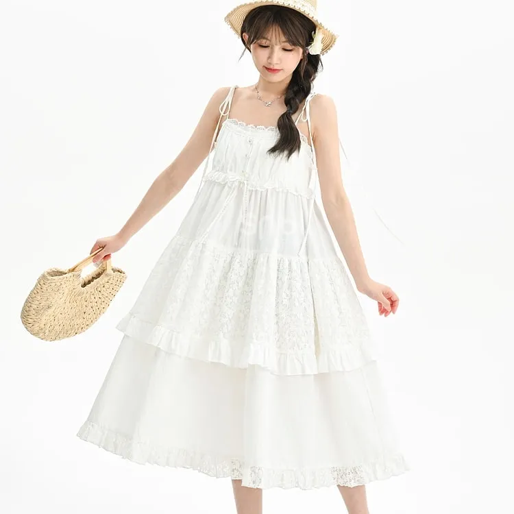 Summer Sweet Girl Style White Lace Dress