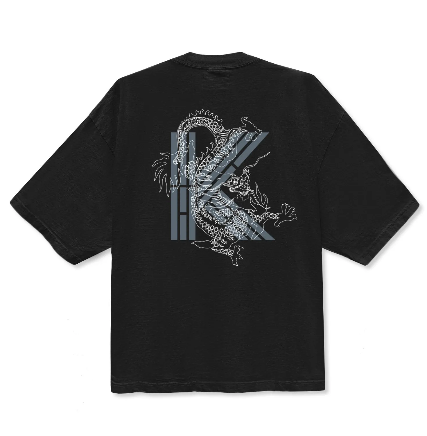 TRIGRAM K DRAGON DROP SHOULDER TEE (BLACK)