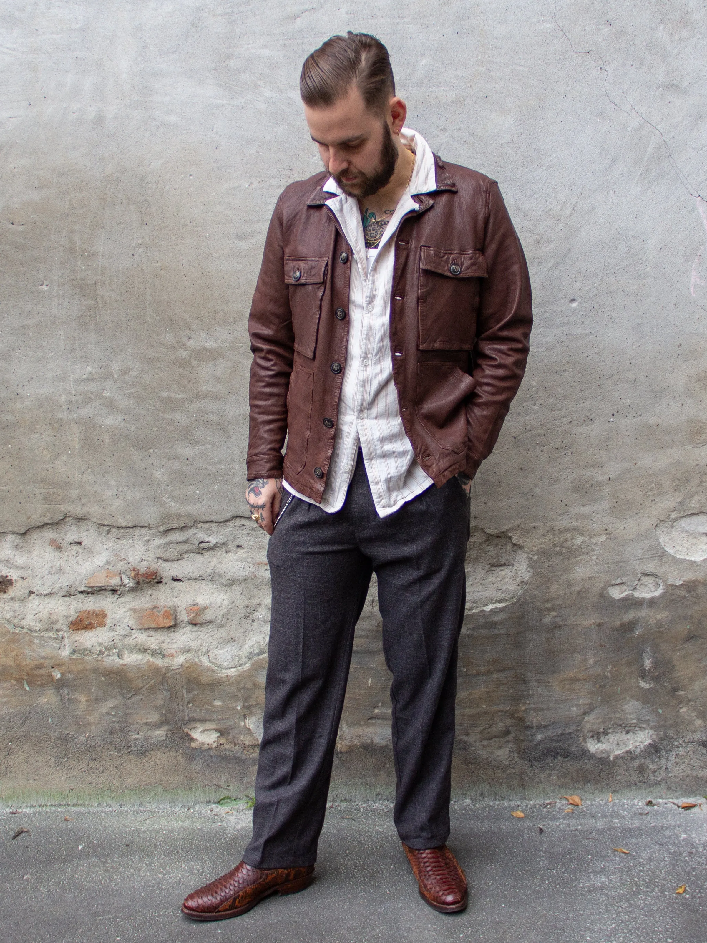 Uncle Bright, Jean Leather, Reddish Brown