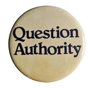 Vintage Reproduction Question Authority Small Pinback Button | 1.25" Diameter