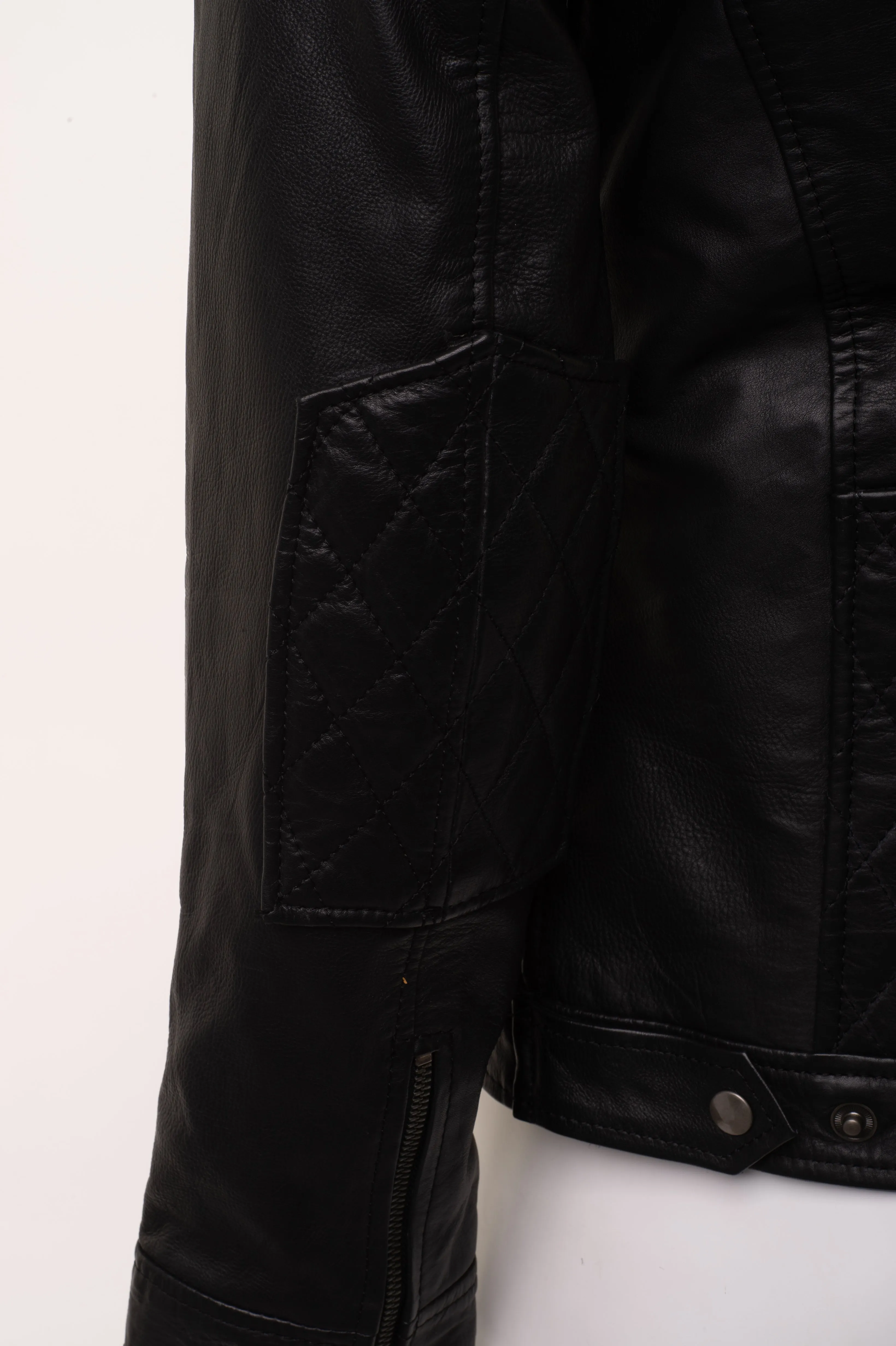Mens Welsh Moto Style Leather Jacket with Diamond Stitching Detail - Premium Motorcycle Outerwear