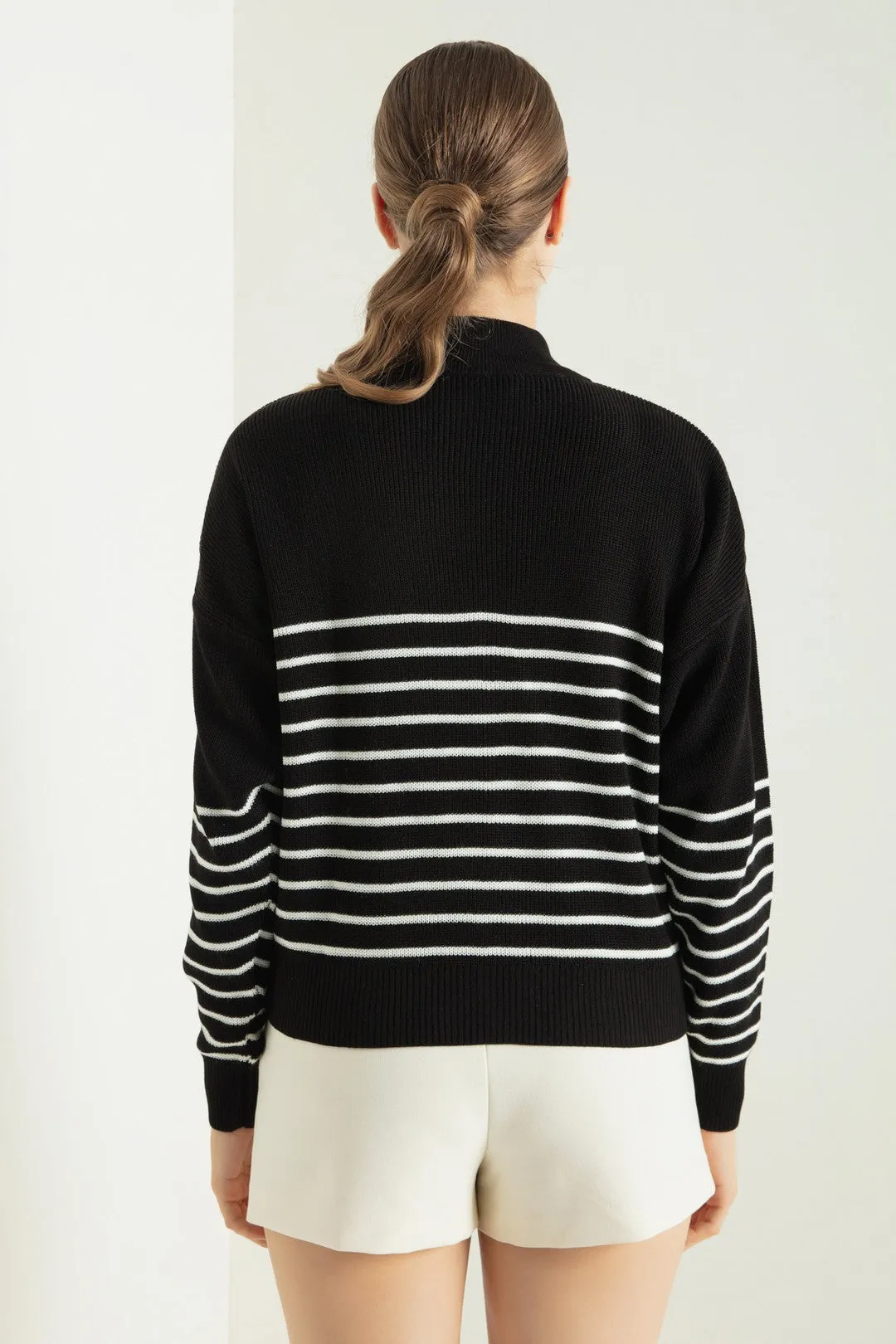 Women Zipper Long Sleeve Knitwear Sweater