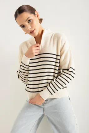 Women Zipper Long Sleeve Knitwear Sweater